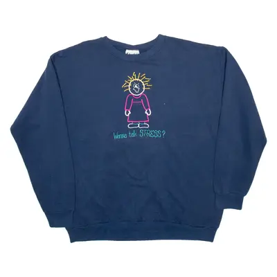 CHEEK-O Wanna Talk Stress? Womens Sweatshirt Blue 2XL