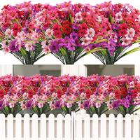 12 Bundles Artificial Flowers for Outdoors, UV Resistant Fake Realistic Flowers with Plastic Plants Spring Decor, Faux Silk F...