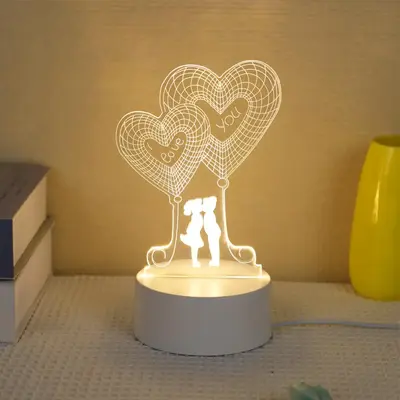 Heart Shaped 3D Night Light, USB Powered Romantic Glowing Lamp, Portable Desk Lamp For Bedroom, Home, Living Room Decor