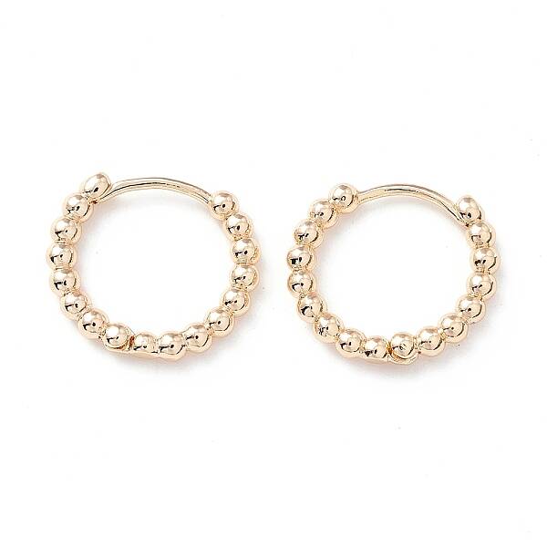 Rack Plating Brass Beaded Huggie Hoop Earrings for Women