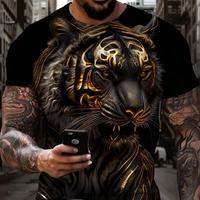 Men's Stylish Tiger 3D Digital Pattern Print Graphic T-Shirt - Casual Comfy Short Sleeve Pullover Top for Summer Outdoor Clot...