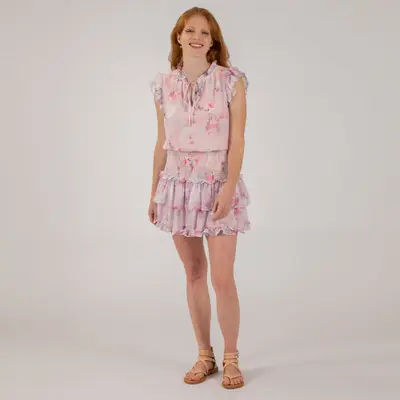 Multi Color Ruffle Smocked Mini Dress - S