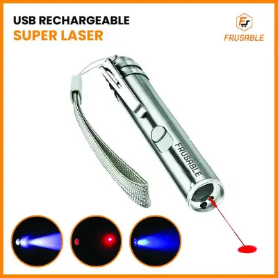 USB Rechargeable Laser Pointer Pen 3 in 1 Cat Pet Toy Red UV Flashlight - grid square cages ruffland crate grid square cage g...