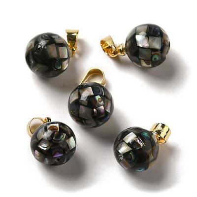 Natural Paua Shell Dyed Round Charms