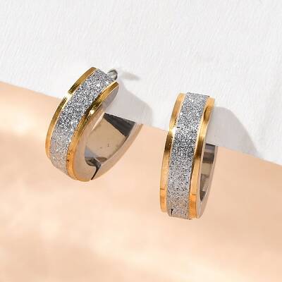Sand Flash 304 Stainless Steel Hoop Earrings for Women