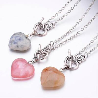 Natural & Synthetic Mixed Stone Pendant Necklaces