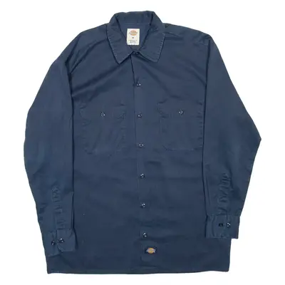 DICKIES Mens Plain Shirt Blue Long Sleeve M