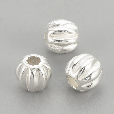 925 Sterling Silver Corrugated Beads
