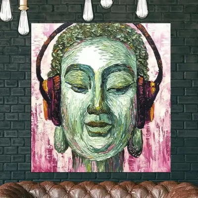Large Face Painting Portrait Painting Headphones Oil Painting | INSPIRATIONAL VIBE