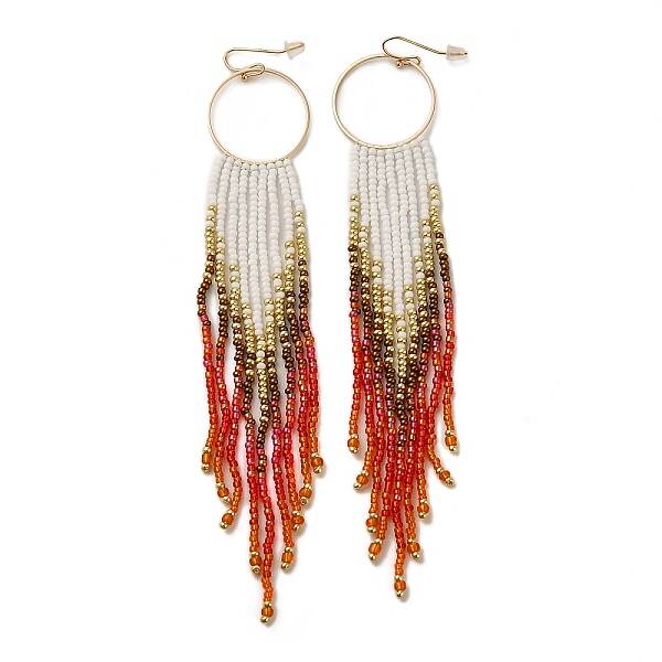 Bohemia Woven Glass Seed Bead Dangle Earrings