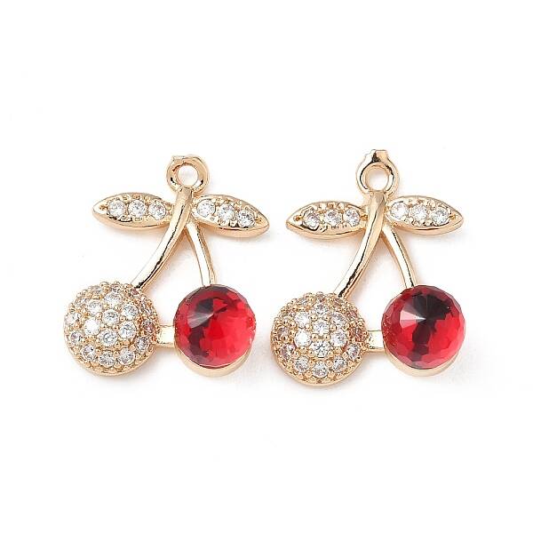 Brass & Glass Micro Pave Cubic Zirconia Pendants