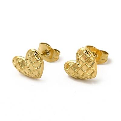 Ion Plating(IP) 304 Stainless Steel Heart Stud Earrings for Women