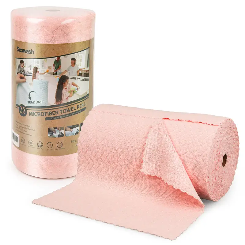 How's My House Microfiber Cleaning Cloth Roll -75 Pack, Tear Away Microfiber Towels, 12 x 12, Reusable, Washable, Scratch...
