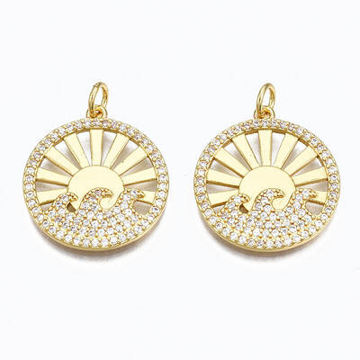 Brass Micro Pave Clear Cubic Zirconia Pendants