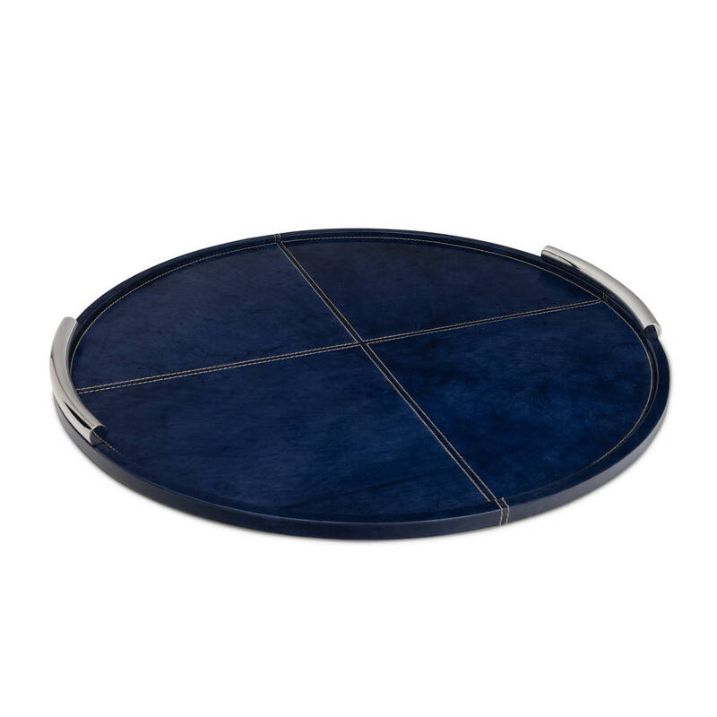 Hayes Leather Tray Round Large (Blue)