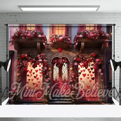 Romantic House Window Rose Valentines Day Backdrop - Aperturee