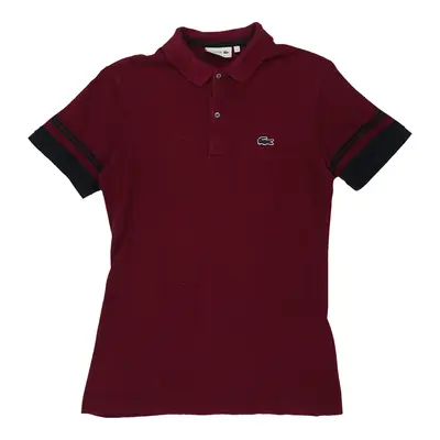 Made in France Lacoste Slim Fit Polo Shirt - Medium Burgundy Cotton