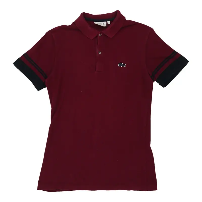 Made in France Lacoste Slim Fit Polo Shirt - Medium Burgundy Cotton