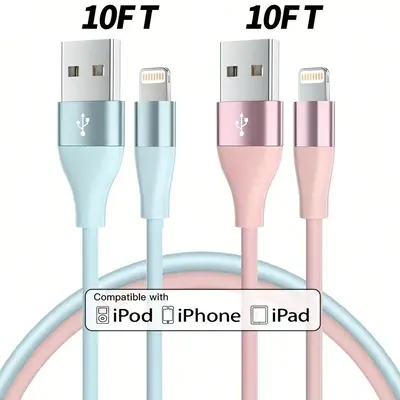 10FT USB-A for Lightning Charging Cable, Portable Charger Data Cable Compatible with iPhone 14/13/12ProMax/12Mini/11 Pro/XS M...