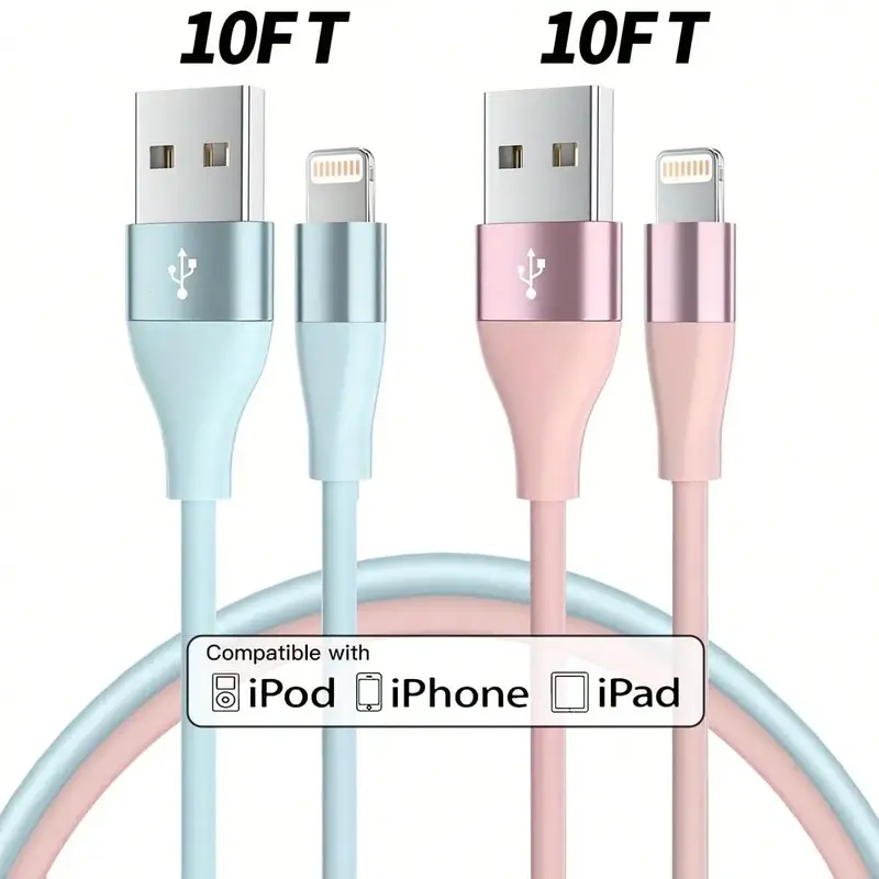 10FT USB-A for Lightning Charging Cable, Portable Charger Data Cable Compatible with iPhone 14/13/12ProMax/12Mini/11 Pro/XS M...
