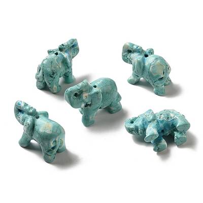 Natural Howlite Carved Elephant Beads