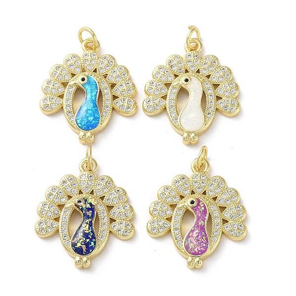 Brass Micro Pave Clear Cubic Zirconia Pendants
