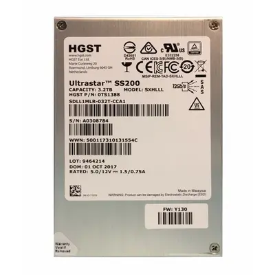 HGST 0TS1388 | Ultrastar DC SS200 Series 3.2TB Multi-Level Cell SAS 12Gb/s Mixed Use (ISE) 2.5-Inch Solid State Drive