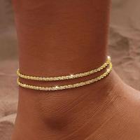 Dainty Layered Waterproof Anklet For Women Adjustable Womens Anklet Set Stackable Figaro Beaded Cuban Link Anklets Daily Clot...