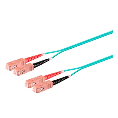 45788 Monoprice MM OM3 Fiber Optic Cable SC-SC UL 3mm 50/125 OFNR Duplex Aqua 4m