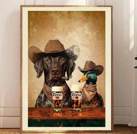 Dogs Cowboy light one up & Drink Coors-B Print, Dogs Neutral Aesthetic Vintage Art, Funky Western Wall Art Decor, Unique Gift...