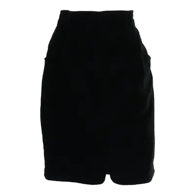 VENTO Womens Straight Skirt Black Knee Length Wool Velvet M