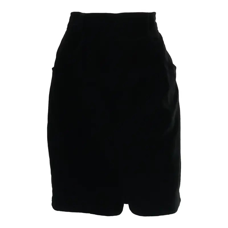 VENTO Womens Straight Skirt Black Knee Length Wool Velvet M