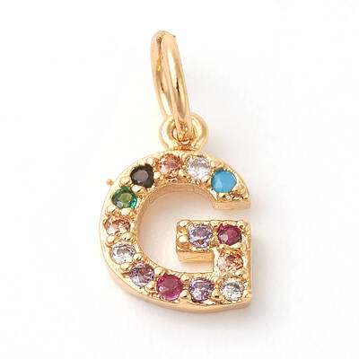 Brass Micro Pave Colorful Cubic Zirconia Charms