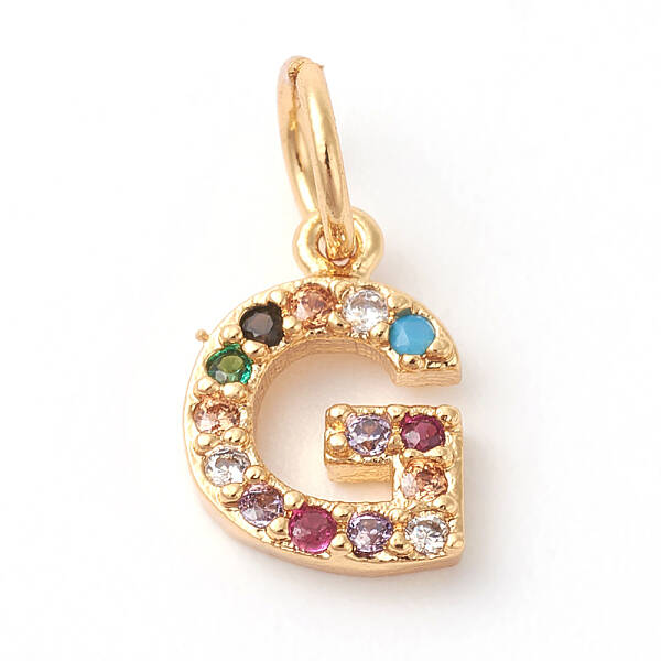 Brass Micro Pave Colorful Cubic Zirconia Charms