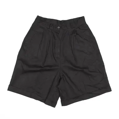 ADOLFO INTERNATIONAL Pleated Linen Blend Shorts Black Casual Womens XS W26