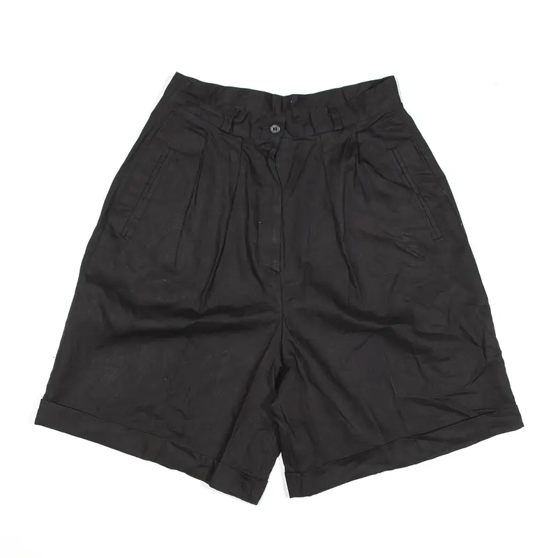ADOLFO INTERNATIONAL Pleated Linen Blend Shorts Black Casual Womens XS W26