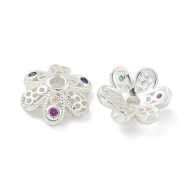Brass Micro Pave Cubic Zirconia Bead Caps