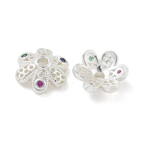 Brass Micro Pave Cubic Zirconia Bead Caps