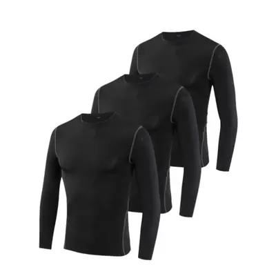 3 Pack Youth Boy's Compression Shirts Athletic Quick Dry Long Sleeve Baseball Undershirts Soccer Sports Base Layer Tee Tops b...