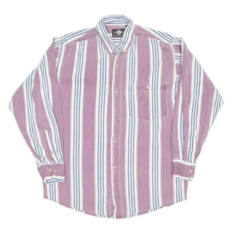ANTANA Mens Shirt Purple Striped Long Sleeve M