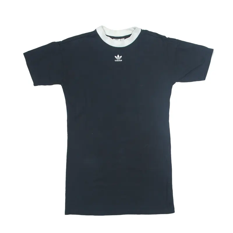 ADIDAS Oversized T-Shirt Dress Black Short Sleeve Knee Length Womens UK 6
