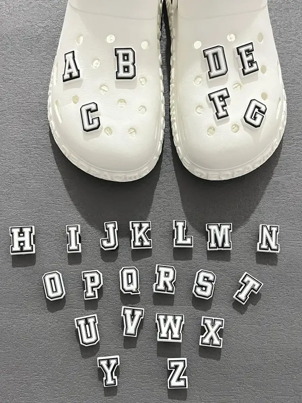 26pcs/set Cute 26 Letter Clogs Charms, Trendy Novelty Shoes Decoration, Fashionable Accessories for Clogs Diy Decoration As B...