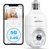 2K Light Bulb Security Camera – 5G & 2.4GHz Dual-Band, 360° Motion Tracking, Full-Color Night Vision, Siren Alarm, and 24/...