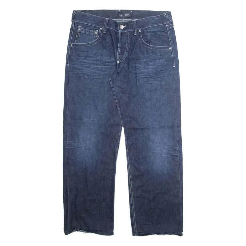 ARMANI JEANS Mens Jeans Blue Regular Straight Stone Wash W35 L31