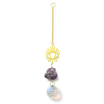Wire Wrapped Nuggets Natural Amethyst Pendant Decorations