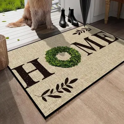 Home/Welcome Letter Pattern Door Mat, 1 Count Non-slip Rectangle Door Entrance Mat, Decorative Floor Mat for Home Living Room...