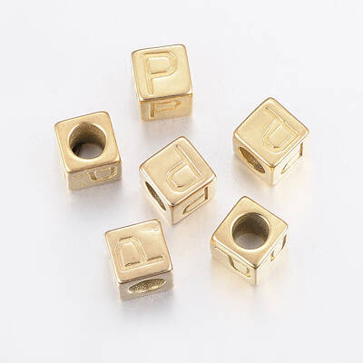 304 Stainless Steel Large Hole Letter European Beads