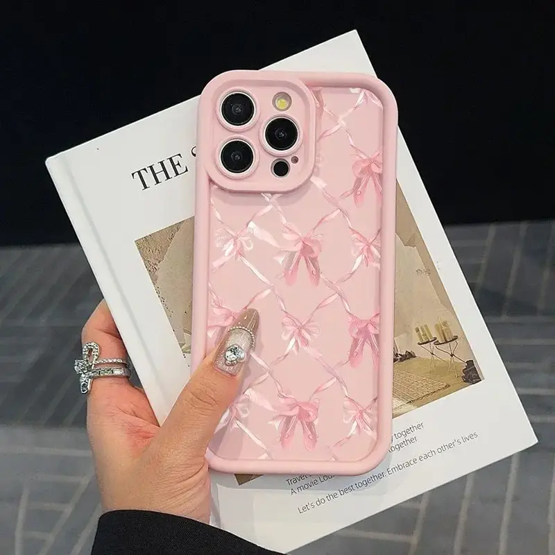 Bow Pattern Phone Case, Cute Phone Cover, Phone Accessories Compatible with iPhone 11 12 13 14 15 Pro Max