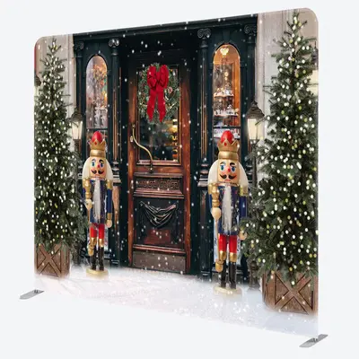 Aperturee Retro Christmas Door Double-Sided Square Backdrop - Aperturee