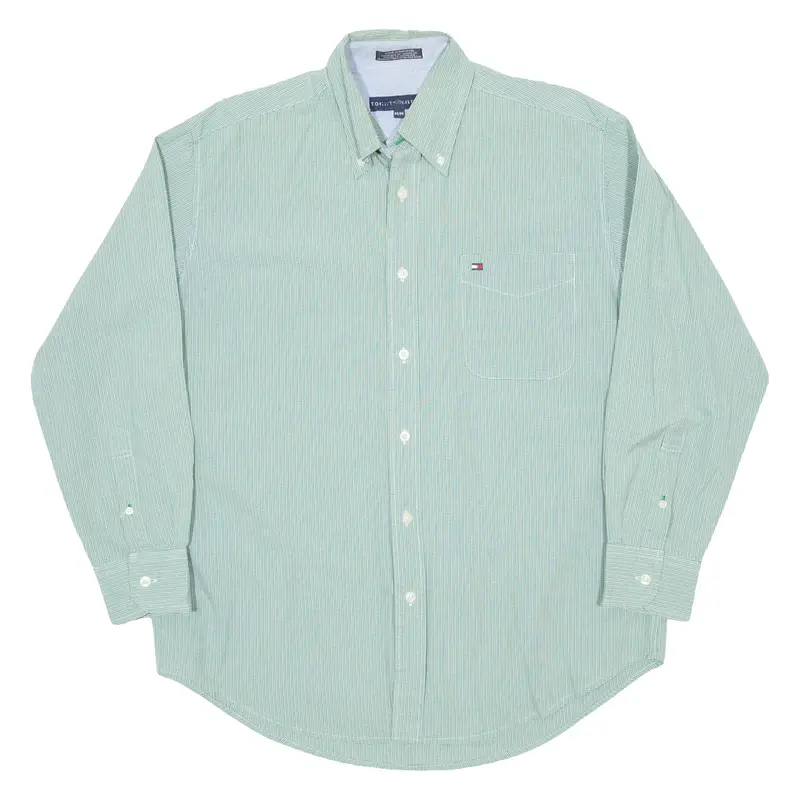 TOMMY HILFIGER Mens Shirt Green Check Long Sleeve M